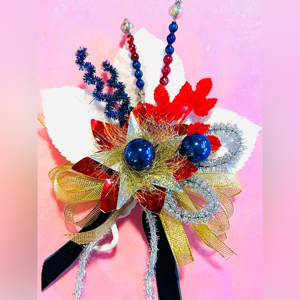 Vintage repurposed holiday 4th of July corsage
